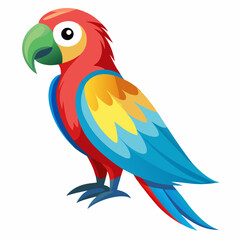 Vibrant parrot illustration on a clean white background showcasing detailed vector design with bright colors and classic fonts for versatile