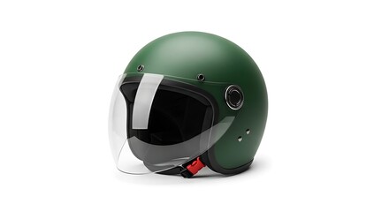 Fototapeta premium Green scooter helmet with visor on white background