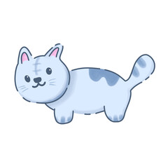 Adorable Cartoon Light Blue Cat Illustration