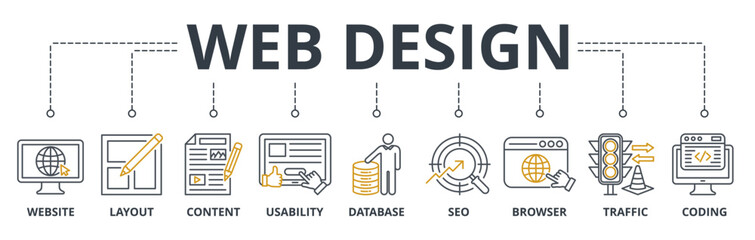 Web Design web banners concept vector illustration with keywords and icons