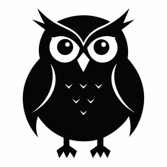 Detailed Owl Silhouette Illustration on a Clean White Background Ideal for Nature Wildlife and Design Projects with a Modern Aesthetic