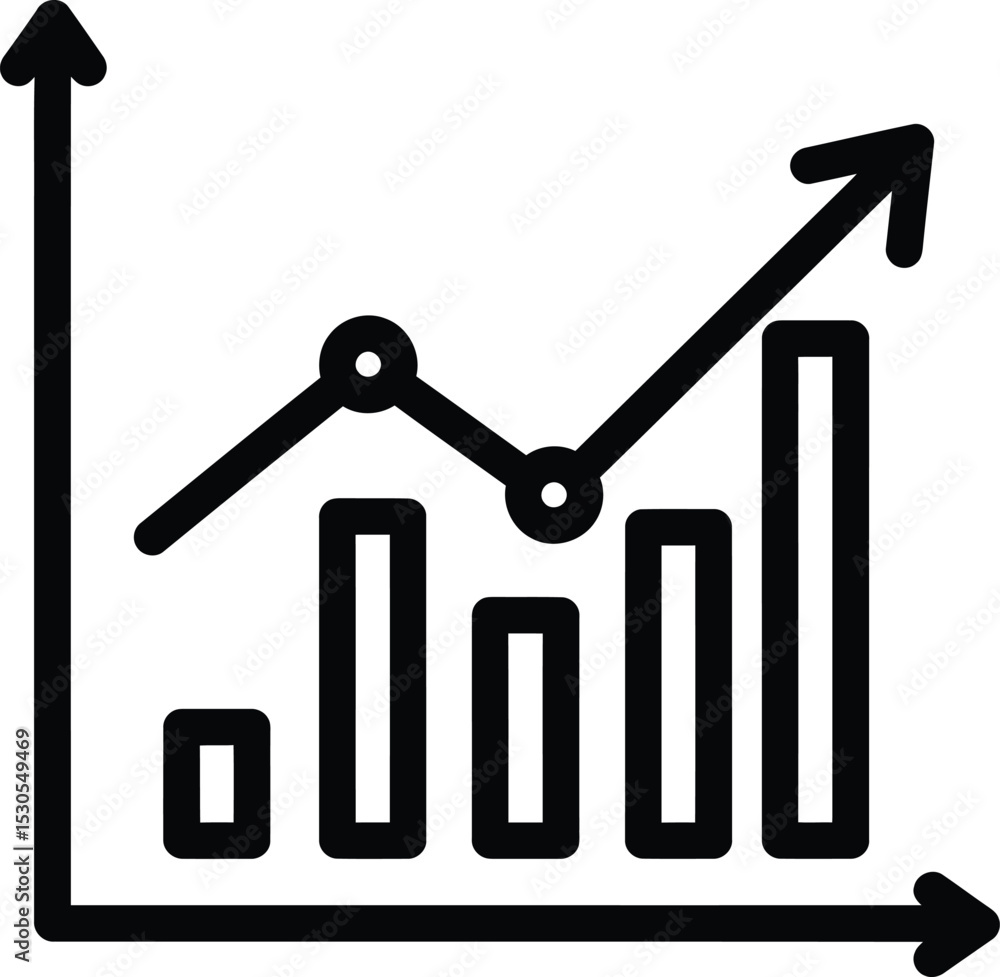 Poster trending upward line and bar chart icon ai generative