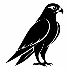 Striking Falcon Silhouette Vector Illustration on White Background Perfect for Logos Designs and Wildlife Themed Projects with Clean and Simple