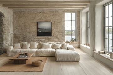 Fototapeta premium Minimalist Scandinavian Room With Warm Wooden Accents