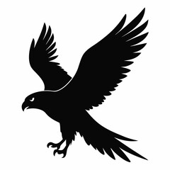 Hawk Silhouette Flying Against White Background Simple Vector Design Bird of Prey Illustration Wildlife Graphic Minimalist Art