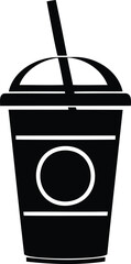 Drink Cup with Straw &ndash; Minimal Silhouette Vector of Fast Food Beverage Container for Takeout, Cafe, Cola, Juice, Smoothie, or Refreshment Concept