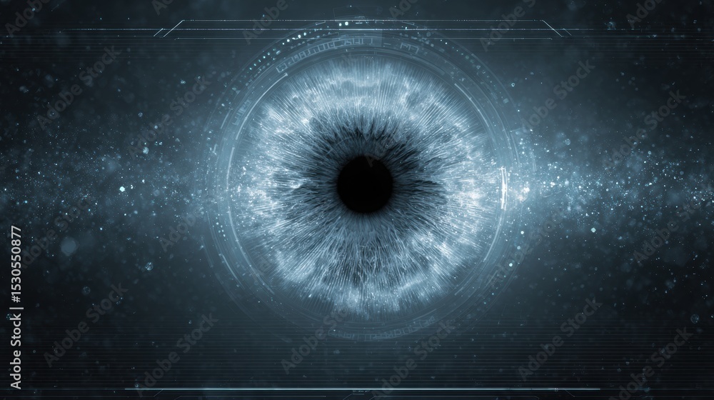 Aufkleber futuristic retina scan with advanced hud elements and blank space for text