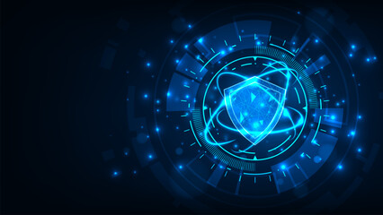 Abstract technology security tech circle Hi tech line circuit board with dark blue background