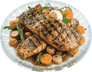 grilled chicken with vegetables