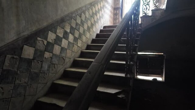 Old heritage house stairs at Pakutia Zamindar Bari, Nagarpur, Bangladesh