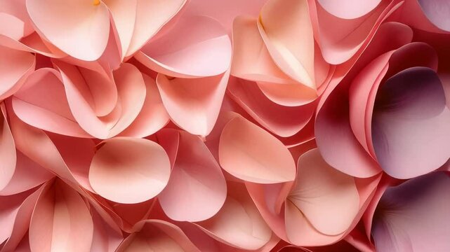 Abstract background of soft pink flower petals in a swirling, textured pattern for wedding, beauty and cosmetic themes