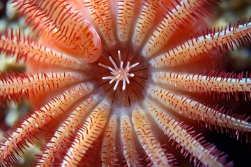 Fototapeta premium Vibrant Close-up of a Colorful Sea Creature with Spiky Tentacles