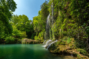 Naklejka premium Kursunlu Waterfall in Kursunlu Waterfall National Park in Antalya