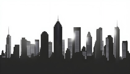 Naklejka premium City silhouette architecture skyscraper cityscape