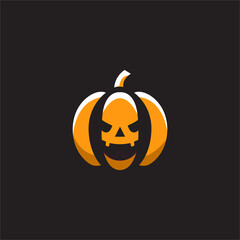Pumpkin silhouette icon on a black background