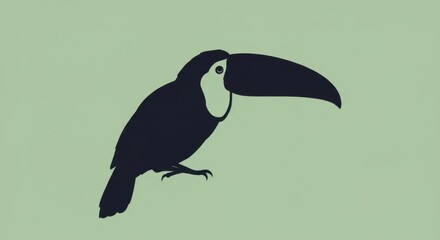 Obraz premium Stylized Toucan Silhouette with Exaggerated Beak