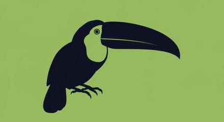 Obraz premium Stylized Silhouette of a Toucan with Exaggerated Beak