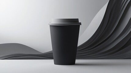 Elegant Minimalist Coffee Cup on Abstract Gray Background