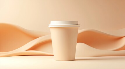 Minimalist Coffee Cup on Soft Textured Background in Neutral Tones