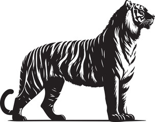 Obraz premium vector illustration of a tiger black silhouette 