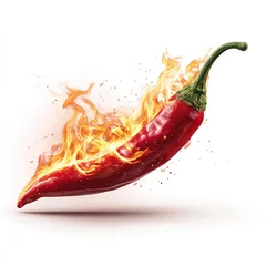 Gardinen Fiery chili pepper in flames (1) © Makassar