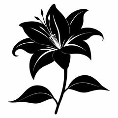 Elegant Lily Flower Silhouette on White Background a Simple and Clean Vector Design for Various Creative Projects and Floral Designs
