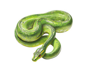 Fototapeta premium highly venomous green leaf snake isolated on a transparent background