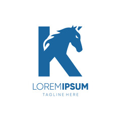 Letter K Initial Horse Logo Design Vector Icon Graphic Emblem Symbol Image Illustration 
