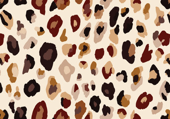 Leopard print seamless pattern, simple design, beige background, vector illustration, muted colors, digital art, digital drawing.