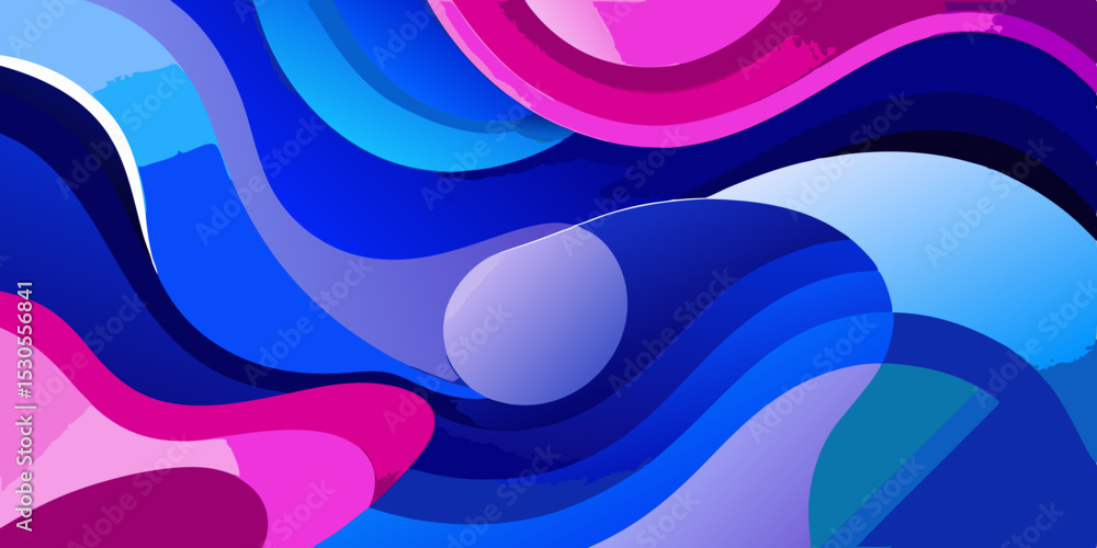Poster abstract background with fluid shapes in blue purple and pink tones creating a dynamic and modern de