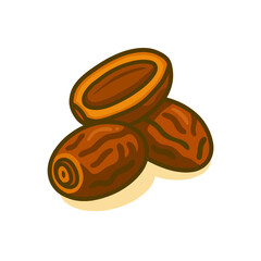 Bold Outline Style Group of Dates Fruit Healthy Food Illustration