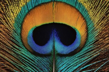 Obraz premium Close-Up of Colorful Peacock Feather with Vibrant Iridescent Patterns