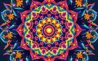 Vibrant abstract mandala art calming rhythms in vivid colors, intricate patterns, and detailed design, perfect for creative backgrounds or artistic decoration. High quality