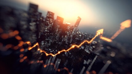 Obraz premium Cityscape Aerial View Showing Growth Graph