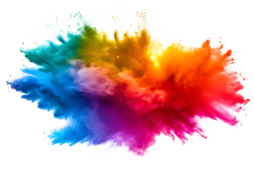 Vibrant rainbow color explosion isolated on a white background png ai generated