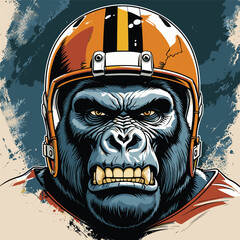 gorilla wearing american football helmet