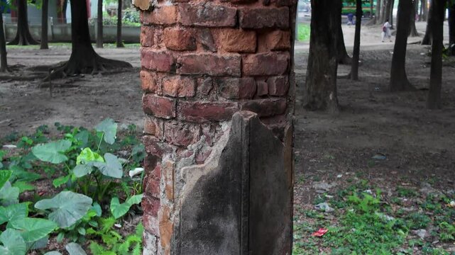 Old heritage house column at Pakutia Zamindar Bari, Nagarpur, Bangladesh