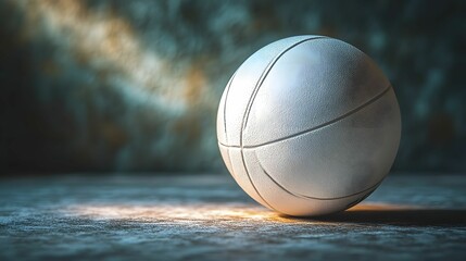 White Basketball on Textured Court AI Generative