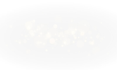 Abstract golden shining bokeh isolated on transparent background.Christmas glowing bokeh confetti and sparkle overlay texture for your design.