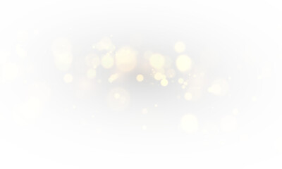 Abstract golden shining bokeh isolated on transparent background.Christmas glowing bokeh confetti and sparkle overlay texture for your design.