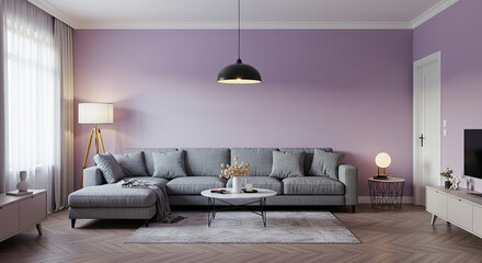 Stylish interior design with modern furniture and soft color palette creates a welcoming atmosphere
