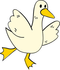 Hand Drawn Cartoon Goose Duck Bird Character Illustration