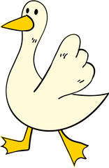 Hand Drawn Cartoon Goose Duck Bird Character Illustration