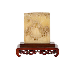 wooden box with a key A Chinese Carved Malachite 