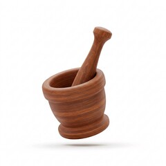A ceramic mortar, ready for use in grinding ingredients,