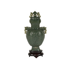 antique vase isolated on white  Antique Chinese Jade Urn And Cover. The Carved Jade © Ash Editor