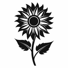 Elegant Sunflower Silhouette Design on White Background for Floral Projects and Creative Designs Ideal for Spring and Summer Themes
