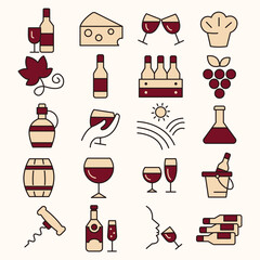 WINERY COLORED ICONS SET