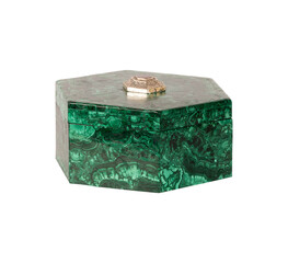 gift box isolated on white  Vintage Hexagonal Malachite Box