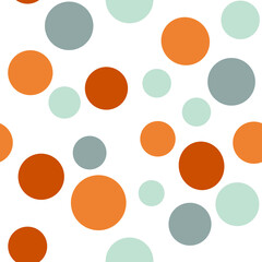 Simple geometric polka dot pattern Retro colors Mixed flat polka dot pattern on white background Minimalist design